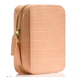 Trish McEvoy Peach Croc-Embossed Zip Pouch Makeup Planner or jewelry case